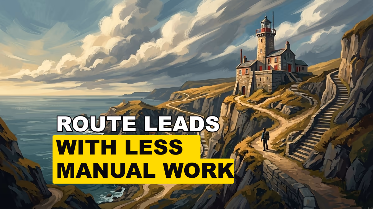 A rugged coastal signal station with a lighthouse, branching cliff paths, and a harbor below.